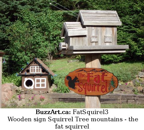 Wooden sign Squirrel Tree mountains - the fat squirrel